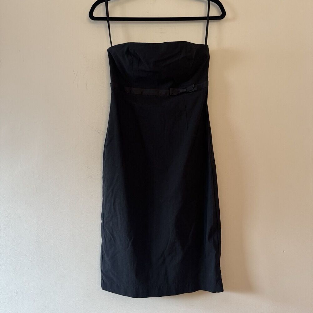 Vintage Y2K EXPRESS Black  Strapless  Dress Bodycon Stretch Slit  Alt Fairy 4
